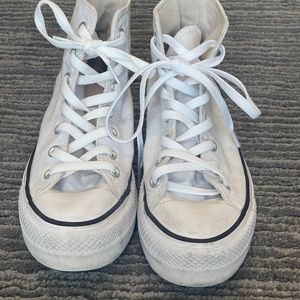 All white, Womens Converse platform high top sneakers, size 8.5 Womens
